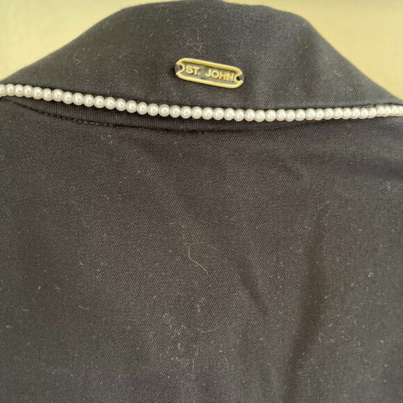 St. John Sport S Black & Pearl Designer Knit Sportcoat Timeless Classic - Picture 4 of 15